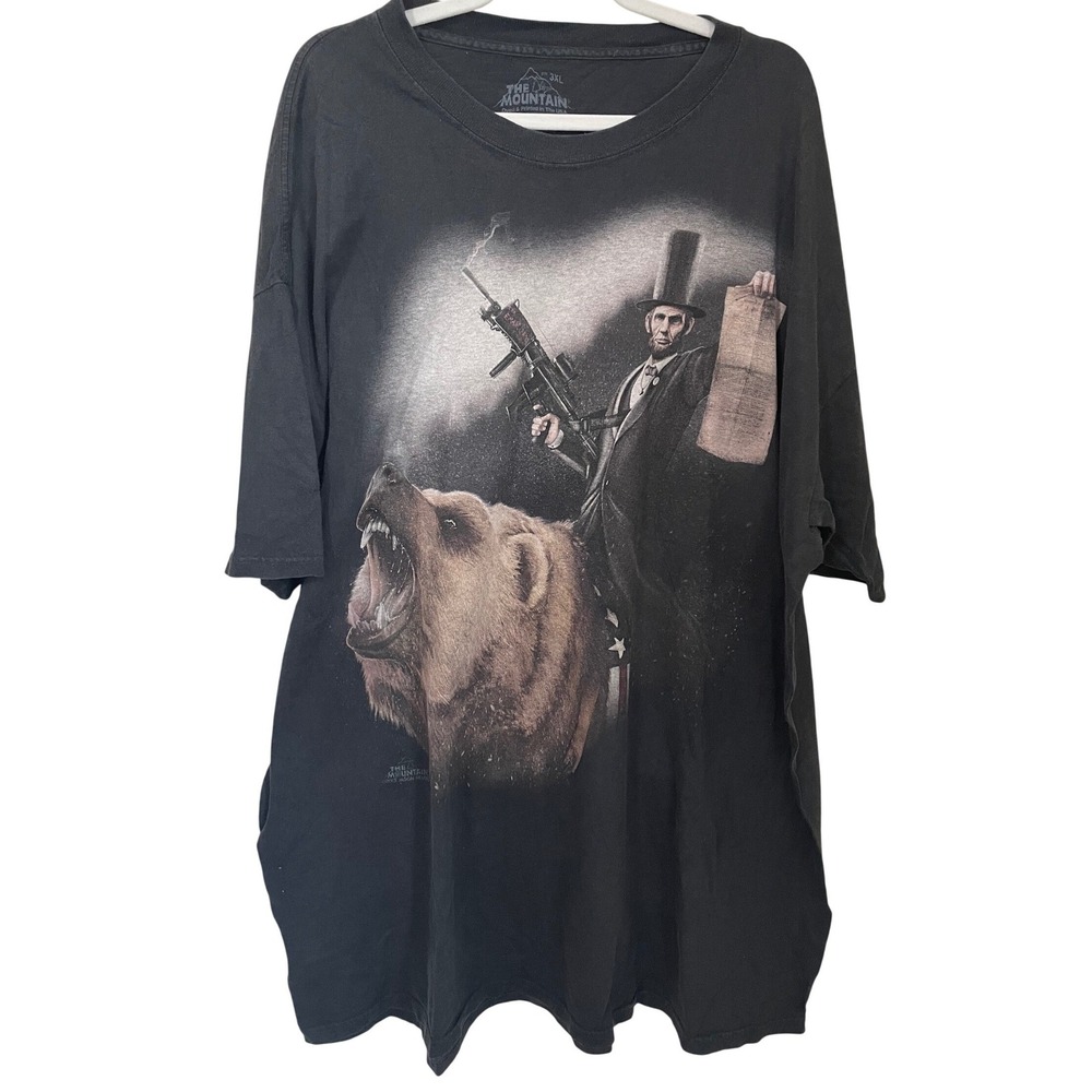 The Mountain 2013 The Emancipator Abraham Lincoln Riding Bear Rifle TShirt 3XL